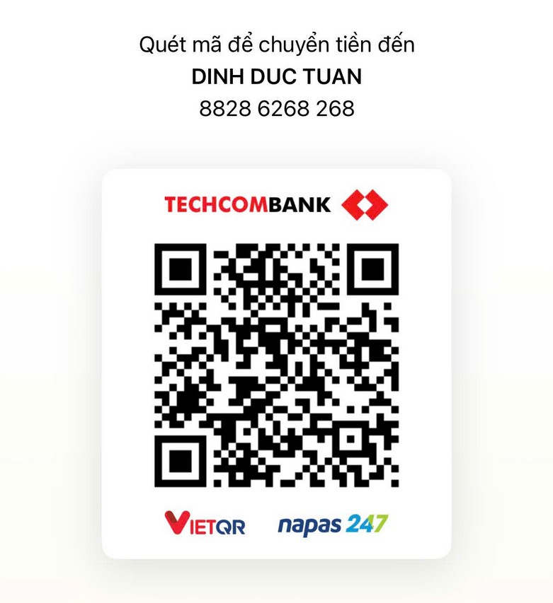 Mã VietQR Techcombank chuyển khoản đến DINH DUC TUAN 8828 6268 268